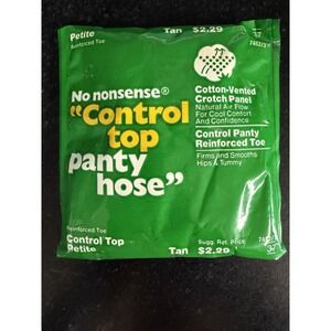 Vintage 1977 No Nonsense Control Top Pantyhose Petite Tan NOS Sealed Pouch US